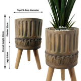 Zandi Roman Composite Large Planter, 40cm x 21.5cm – Garden Plant Pot, Brown & Grey