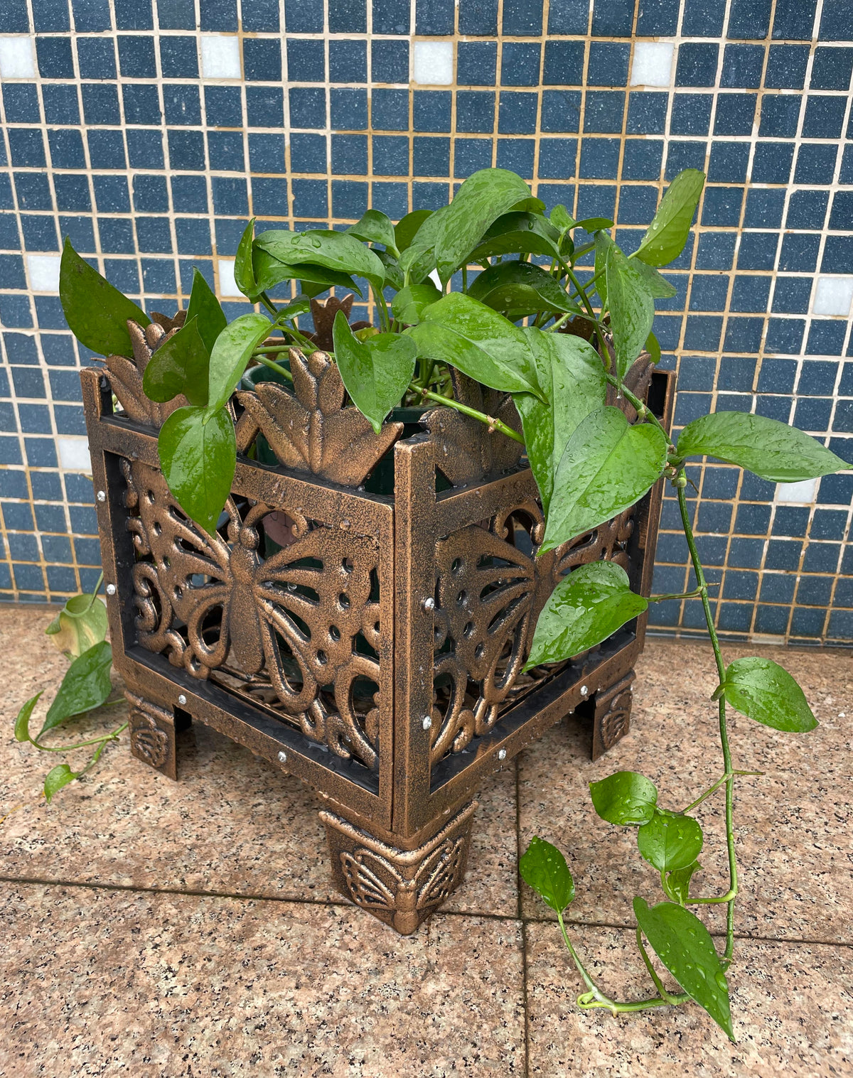 Bronze Butterfly Design Planter Rack