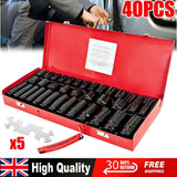 Heavy Duty 40 Piece 1/2 Inch Drive Deep Impact Socket Set, 8–32mm Metric – Chrome Molybdenum Steel Sockets