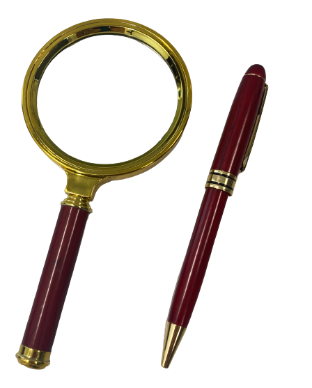 Avilo Magnifier with Matching Ballpoint Pen Gift Set – Desktop Magnifying Glass and Pen