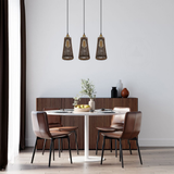 LEDSONE 3 Head Natural Wicker Basket Pendant Light with E27 Holders – Retro Industrial Rattan Ceiling Light