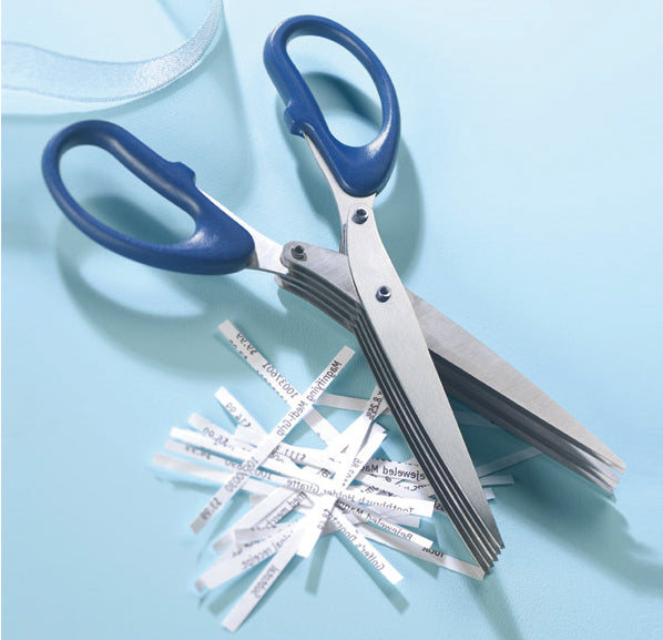 Avilo Shredder Scissors with Five Carbon Steel Blades – Shred Confidential Documents Quickly