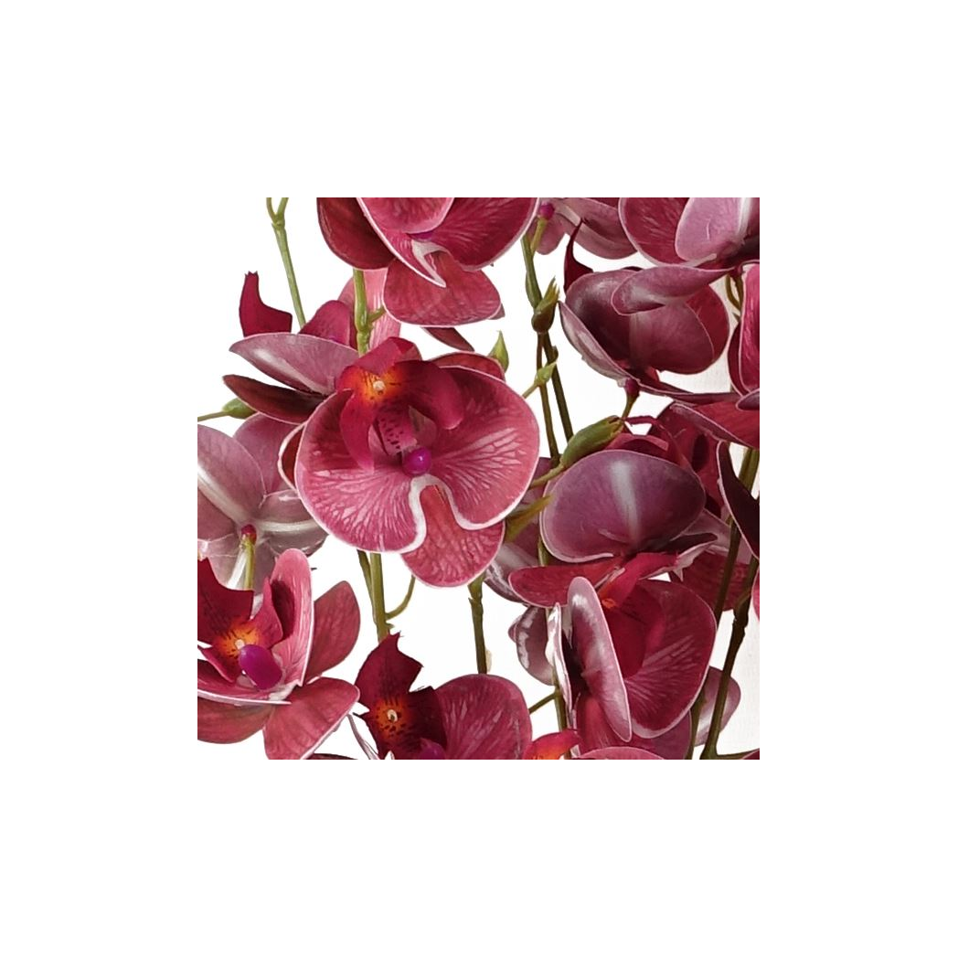 Leaf Pack of 6 Dark Pink Artificial Mini Orchid Stems, 80cm with 10 Flowers Each – Wired Faux Flowers