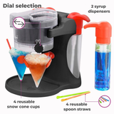 Neo Snow Cone Slushy Maker Machine with 4 Reusable Cups and 2 Syrup Dispensers – Shaved Ice Party Maker, Black