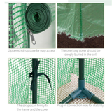 Mini Walk-in Greenhouse with Steel Frame, PE Cover & Zipped Roll-up Door – Tall Narrow Plant Shelter, Green