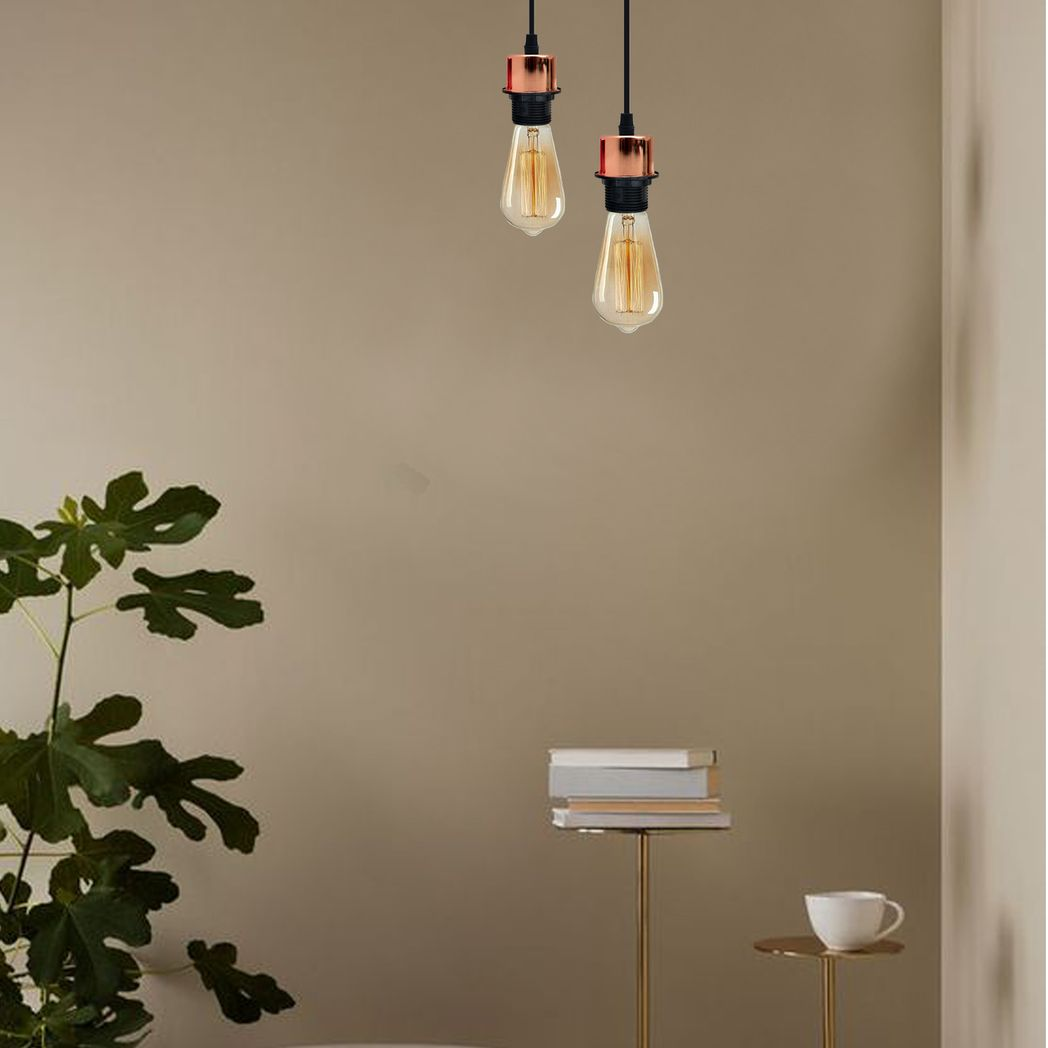 Industrial Rose Gold Pendant Light 5 Pack with E27 Holder & 95cm PVC Cable – Retro Lampshade-Ready Kit