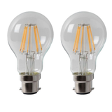 2 Pack A60 B22 Bayonet LED Filament Bulbs, 4W 450 Lumens – Dimmable Retro Glass Bulbs, Cool White 6000K