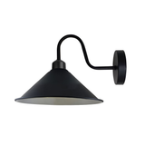 Black Cone Wall Light with Swan Neck Arm and E27 Base – Dimmable Vintage Indoor Wall Sconce