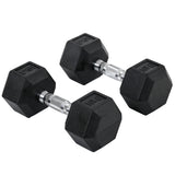 HOMCOM Hexagonal Dumbbell Set, 2 x 10kg with Knurled Handles – Anti-Roll Hand Weights for Home Gym