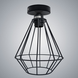 Vintage Industrial Diamond Shaped Wire Cage Ceiling Light with Metal Ceiling Rose & E27 Holder – Max 60W