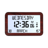 Avilo Backlit Full Disclosure Radio Controlled Clock with 6 Languages – Easy-to-Read 2.5 cm Digits, Wood