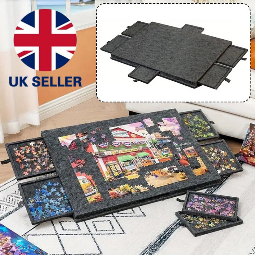 Tilting Jigsaw Puzzle Board with Stand, Cover & 6 Drawers – 1000 Piece, Portable