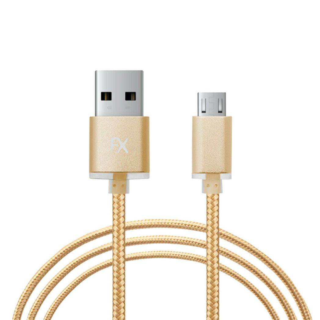 FX Powabud Braided Micro USB Data Cable, 1m – Fast Sync & Charge, Nylon Braided Cable for Phones & Tablets