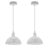 White Dome Metal Pendant Shades, 21cm – 2 Pack