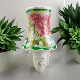 Plug-In LED Night Light with Floral Ceramic Body and On/Off Switch – Decorative Lighting for Bedrooms and Hallways