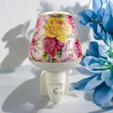 Plug-In LED Night Light with Pink and Yellow Floral Ceramic Body and On/Off Switch – Decorative Lighting for Bedrooms