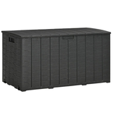 366L Outdoor Storage Box with Handles & Rollers – Double-Walled Weather-Resistant Plastic Chest, Black