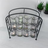 AcaciaHome 12-Bottle Solid Wood Wine Rack, 40cm – Compact Wine Holder for Kitchen, Bar & Dining Room, Black