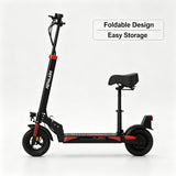 H9 Electric Scooter with Seat, 500W Peak Motor & 48V 15.6Ah Battery – Foldable Adult Commuter E-Scooter