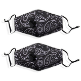 Termin8 Adult Cotton Face Mask with 2 Valves & 2 Replaceable Filters – Reusable, Adjustable Earloops, Paisley Black