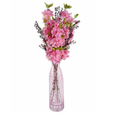 Pack of 6 Artificial Pink Blossom Stems, 100cm with Silk Flowers and Leaves – Home Floral Decor