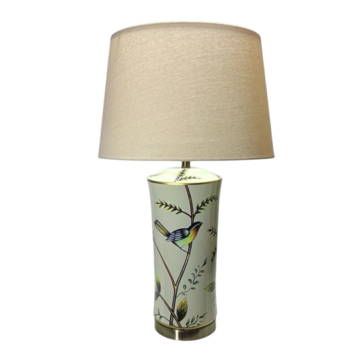 AcaciaHome 51cm Floral Ceramic Table Lamp with Drum Shade – Bedroom & Living Room Lighting