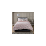 Sleepdown Geometric Jacquard Fleece Duvet Cover Set with 2 Pillowcases – Modern Bedding, Blush