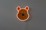 YELLOWPOP Disney Winnie the Pooh Face LED Neon Sign – USB Licensed Wall Light for Nursery or Living Room