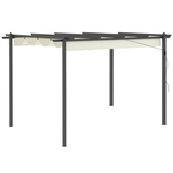 4 x 3m Aluminium Pergola Gazebo with Retractable Canopy – Garden Sun Shade, Cream White & Dark Grey
