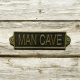 Man Cave Metal Door Sign – Small, Slim Hand Finished Wall Sign with Man Cave Message