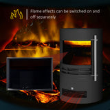 HOMCOM Electric Fireplace Heater with LED Flame Effect, 900W/1800W – Adjustable Thermostat, Black