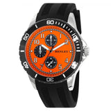 Henley Mens Multi-Eye Sports Watch – Polished Silver Case, Orange Dial, Black Silicone Strap