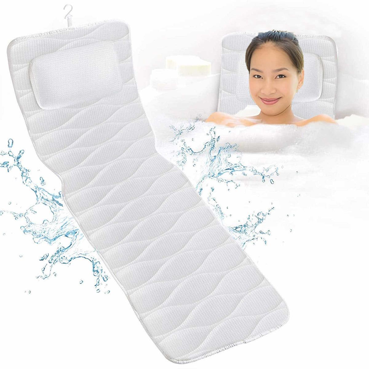 Avilo Full Length Body Bath Pillow – Extra Long Cushioned Mat for Complete Support