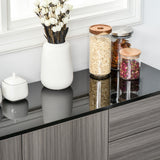 Gloss & Matte Side Cabinet with 2 Doors & 2 Drawers – Home Office Storage, Grey & Black