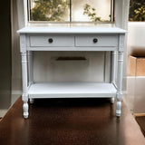 Modern 2 Drawer Rectangular Console Table with Knob Handles – Hallway Side Table, Moonstruck Grey