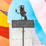 AcaciaHome 125cm Metal Owl Garden Stake with Welcome Sign – Whimsical Outdoor Art for Gardens & Porches