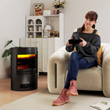 HOMCOM Electric Fireplace Heater with LED Flame Effect, 900W/1800W – Adjustable Thermostat, Black