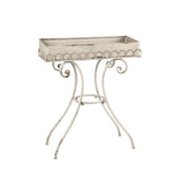 AcaciaHome Metal Oblong Plant Pot Table Frame, 65cm – Patina Finish Garden Stand for Indoor and Outdoor Use, Cream