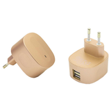 FX Multicoloured Dual USB Mains Charger, 2.4A with LED Light – Fast Charging Plug (EU), Gold
