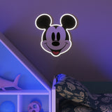 YELLOWPOP Disney Mickey Face LED Neon Sign – White Glow USB Licensed Wall Light with Acrylic Backing