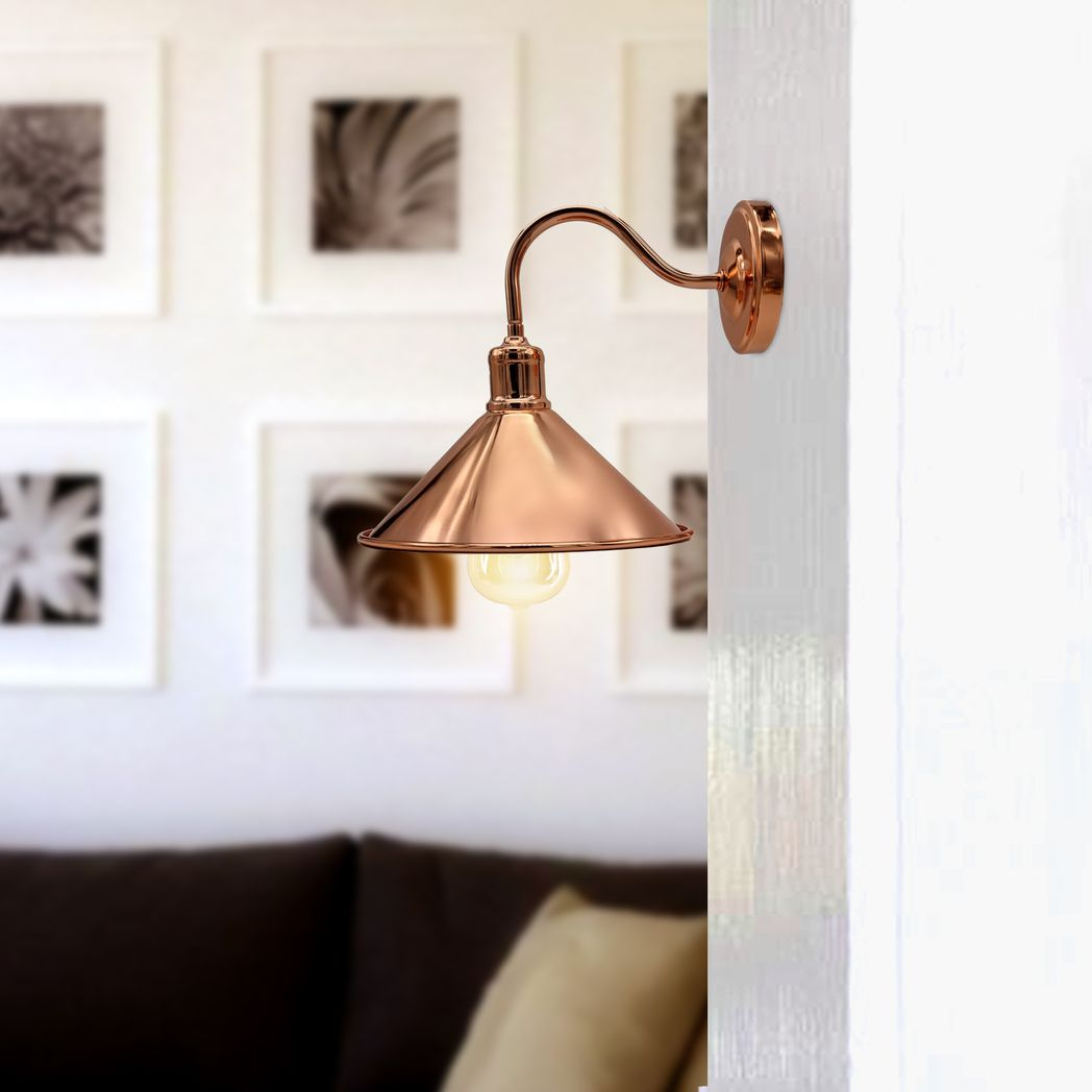 Rose Gold Retro Metal Wall Light, E27