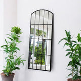 AcaciaHome 170cm Black Arched Wall Mirror with Cast Iron Frame – Full-Length Modern Mirror