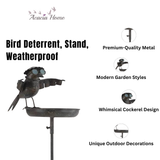 Modern Metal Bird Feeder Birdbath Spinner Stake with Rocking Motion – Decorative Garden Art, Black, 51"