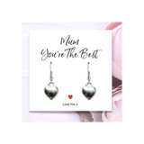 Mum You're The Best Silver Puff Heart Earrings with Message Card