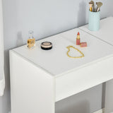 HOMCOM Flip-Top Mirror Dressing Table Set with Cushioned Stool – Vanity and Writing Desk, White