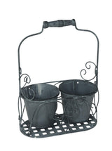 AcaciaHome Double Plant Pot Basket Holder – 2 Pot Metal Plant Stand Display Rack, Indoor & Outdoor
