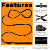 Anti-Pull Dog Lead with Integrated Head Collar Design & Waste Bag Dispenser – 200cm Black Nylon Training Leash