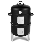 Vertical Steel Charcoal Smoker – Heavy-Duty Double-Layer Round BBQ Grill for Outdoor Cooking, Black