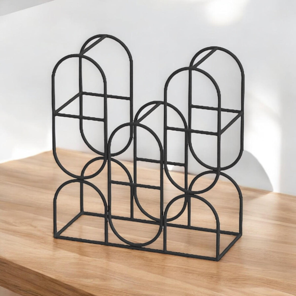 Cast Iron Freestanding Wine Rack, 14 Inch – Compact Decorative Wine Storage for Worktops and Bars, Black