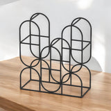 Cast Iron Freestanding Wine Rack, 14 Inch – Compact Decorative Wine Storage for Worktops and Bars, Black